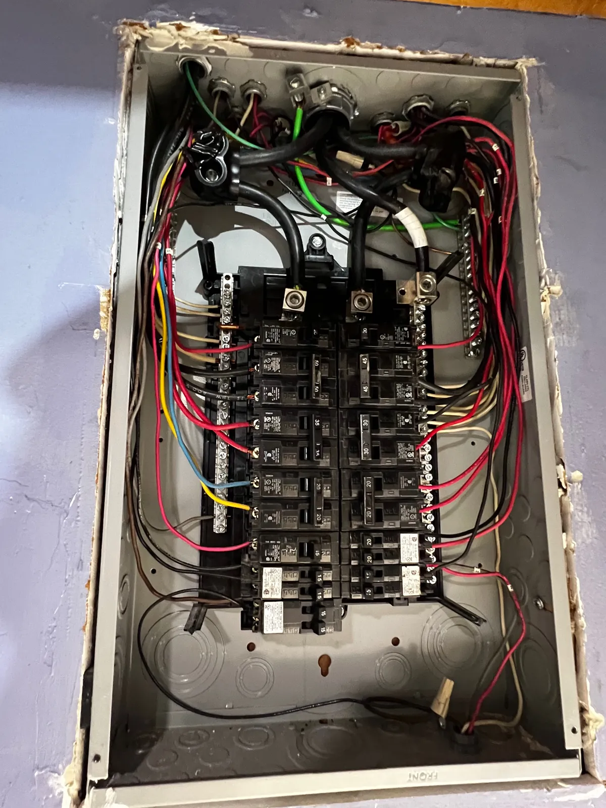 Open electrical panel during a 4-point inspection